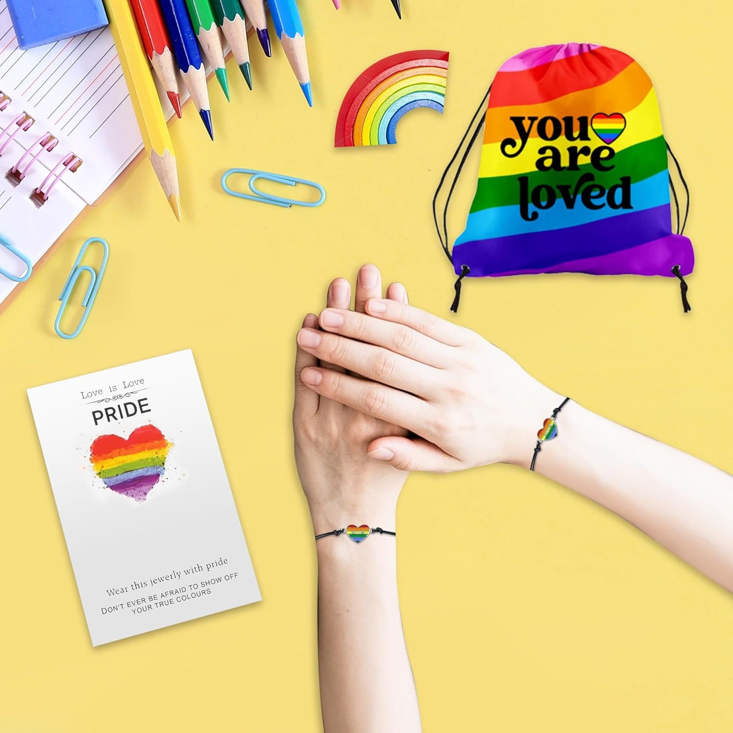 Pride Month Gift Set - Gay Pride Stuff LGBTQ Accessories for Lesbian Gay Bisexual Friend on Birthday Christmas Anniversary Pride Month, Novelty Socks Stickers Tumbler Pride Gifts Christmas Gifts